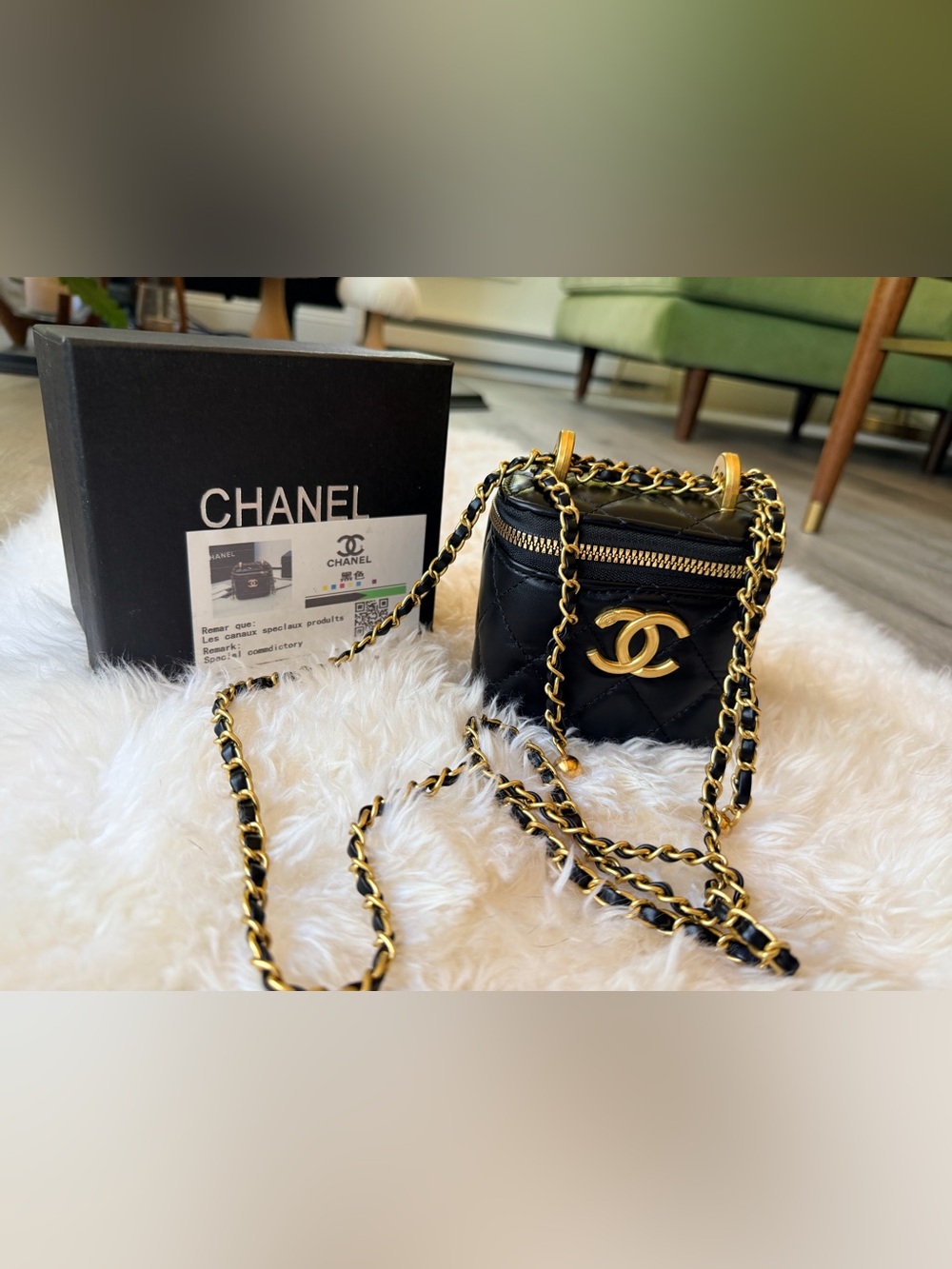 Fashion Chanel Mini Black PU Leather Ball Box Bag. NEW in Chanel (Damaged) Box - Picture 2 of 15